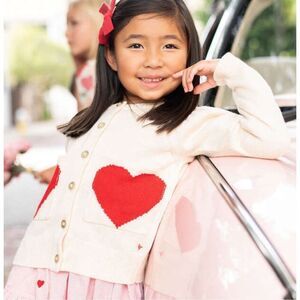 NWOT Pink Chicken Pink Heart Pocket Sweater, 6yrs $98 C28